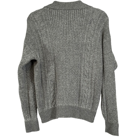 Treasure & Bond Gray Cable Knit Polo Sweater Merino Wool S - Picture 2 of 6